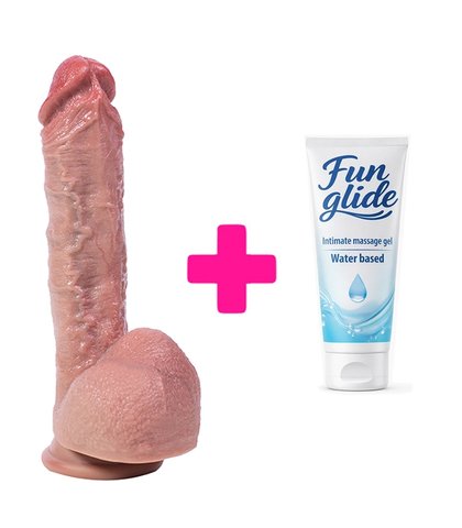 SAVITLJIVI SILIKONSKI DILDO HYPER REALISTIC DILDO 1 21CM + FUN GLIDE VAGINAL 100ML