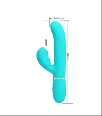 Silikonski vibrator sa nastavkom za klitoralnu stimulaciju u tirkiznoj boji