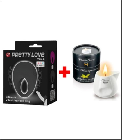 VIBRIRAJUCI PRSTEN TRAP + SVECA ZA MASAZU SA AROMOM YLANG PATCHOULI