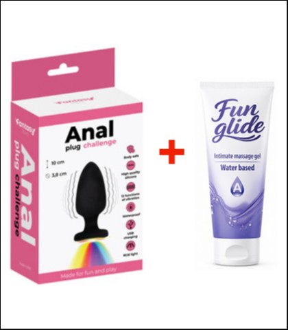 SVETLECI ANALNI VIBRATOR + FUN GLIDE ANAL 100ML