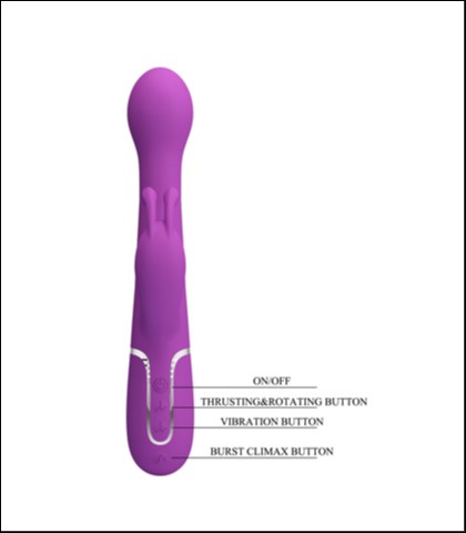 Silikonski vibrator sa pomeranjem i rotacijom u ljubicastoj boji