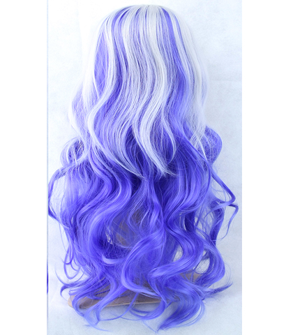 Duga kovrdzava plava perika