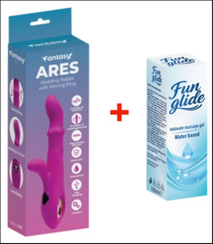VIBRATOR SA POMERANJEM ARES + FUN GLIDE VAGINAL 100ML