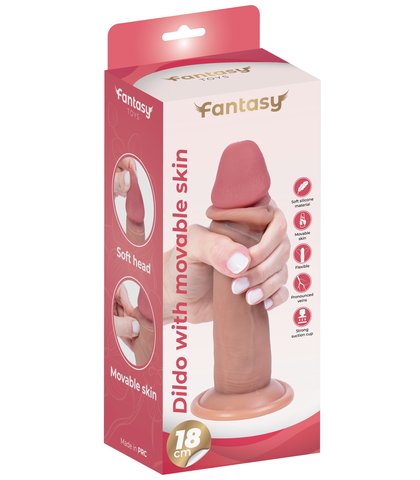 SILIKONSKI DILDO SA KOžICOM KOJA SE POMERA 18CM