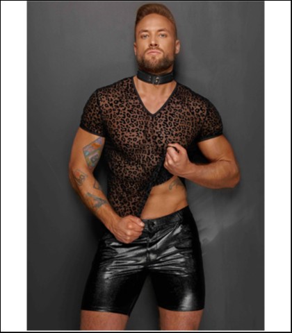 Seksi prozirna muska majica - noir