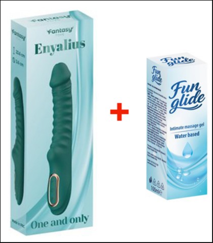 REBRASTI SILIKONSKI VIBRATOR ENYALIUS GREEN + FUN GLIDE VAGINAL 100ML