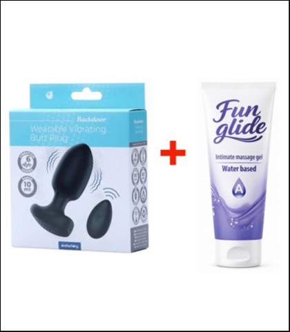 ANALNI VIBRATOR WEARABLE VIBRATING BUTT PLUG + FUN GLIDE ANAL 100ML