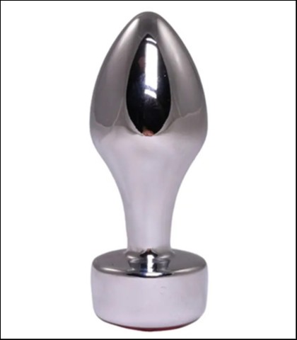 Metalni analni dildo sa rozim dijamantom 8cm