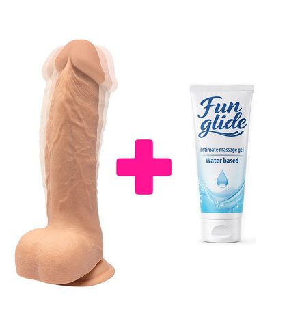 ROTIRAJUćI VIBRO DILDO 22CM + FUN GLIDE VAGINAL 100ML