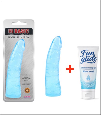 PLAVI DILDO - 19CM + LUBRIKANT