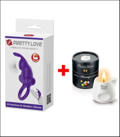 VIBRO PRSTEN ZEKA + SVECA ZA MASAZU SA AROMOM BUBBLE GUM